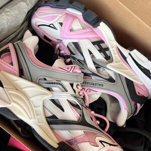 Balenciaga Women's Pink and White Sneakers